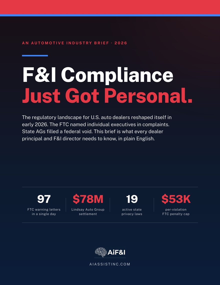 F&I Compliance Just Got Personal, 2026 regulatory brief cover